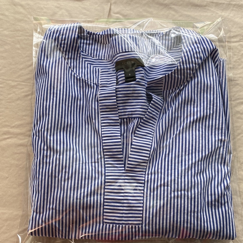 J Crew Stripe Bell Sleeve Strip Top - Picture 6 of 6